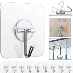 JIALTO 10 Pcs Transparent Adhesive Wall Hangings for Home Decoration, 5Kg Weight Capacity, Wall Decor Hanging Products, Kitchen Towel Strong, Heavy Duty Adhesive, Strong Adhesive Hooks