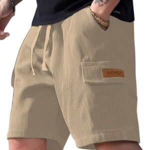 SMOWKLY Authentics Classic Men's Ribbed Polycotton Relaxed Fit Cargo Stretch Shorts || Half Pant with Drawstring & 4 Pockets || Lightweight & Quick Dry || Men Shorts Casual ||Shorts Pant for Men