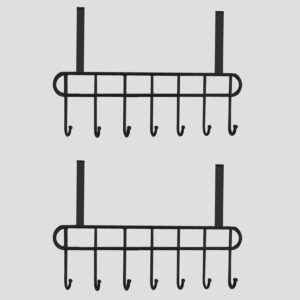 Boniry 2 Pcs Over The Door Hook Hanger Adhesive Hooks Heavy Duty Wall Hooks Waterproof Stainless Steel Hooks for Hanging Coat, Hat,Towel Robe Hook Rack Wall Mount- Bathroom and Bedroom Black