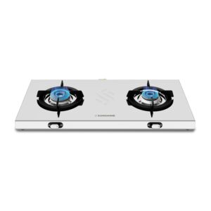 Sunshine Falcon 2 Burner | Ultra Slim 2 Burner Stainless Steel Gas Stove | Ergonomic Knob, Brass Burner, 5G Technology | Manual Ignition, LPG Ready & PNG Compatible (Silver)