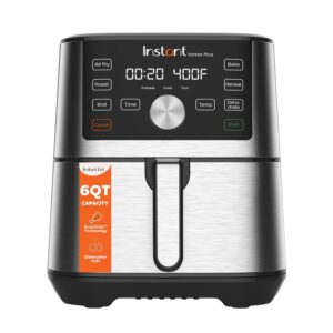 Instant Vortex Plus 6L Air Fryer, 6-in-1 with 360° EvenCrisp Technology, Touch Control Panel, Uses 95% Less Oil, Air Fry, Roast, Grill, Bake, Reheat & Dehydrate, 1500W, PFOA-Free & BPA-Free, 230V