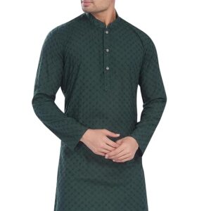 DIVISIVE Men's Thread Embroidered Cotton Only Slim Fit Kurta
