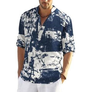 Bellstone Men's Cotton Blend Solid Regular Fit Full Sleeve Short Kurta | Men's Trendy Short Kurta | Stylish Casual Lightweight Summer Kurta for Daily and Occasion Use