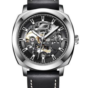 BENYAR Automatic Mechanical Watch for Men | Skeleton Dial Analog Watch | Genuine Leather Strap | 30M Water Resistant | Luxury Men’s Gift Watch