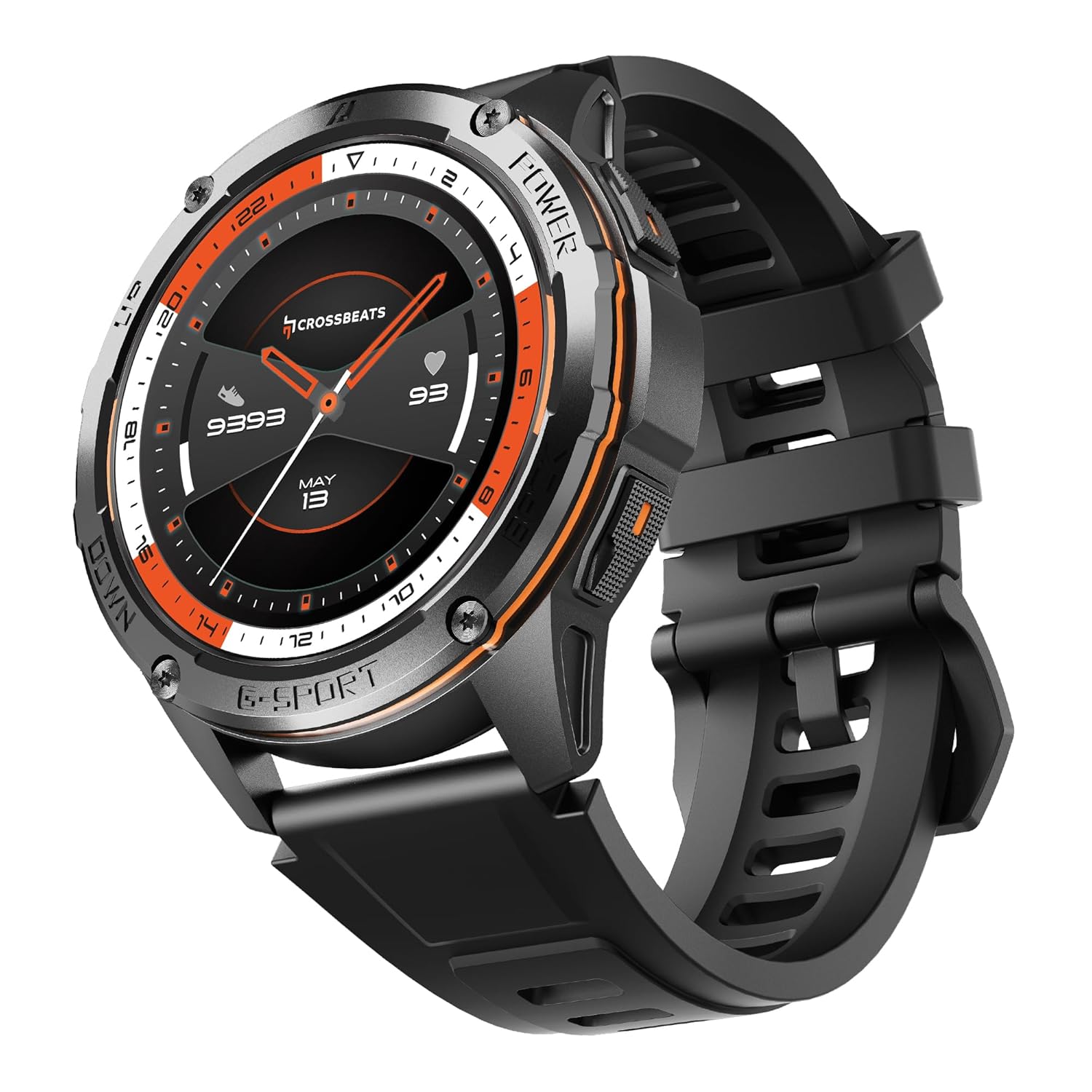 CrossBeats Armour Pro AI Premium Smart Watch for man | Latest 1.43” AMOLED Always on Display | 5 ATM Waterproof | 30-Day Battery |GPS BT Calling Smartwatch |150+ Sports Modes| BP HR SPO2|Black