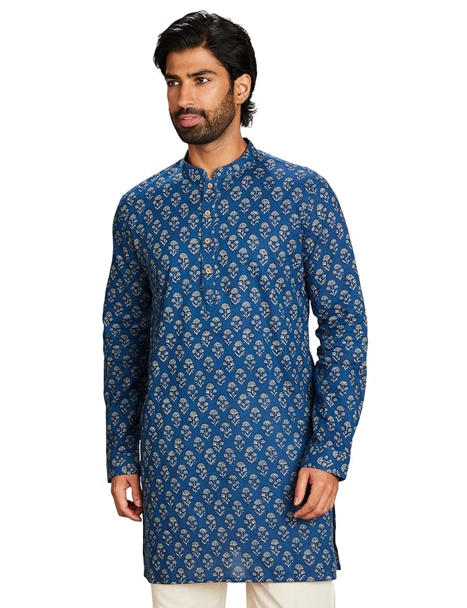 Symbol Men's 100% Cotton Everyday Mid Length Casual Kurta - Regular Fit (Available in Plus Sizes)